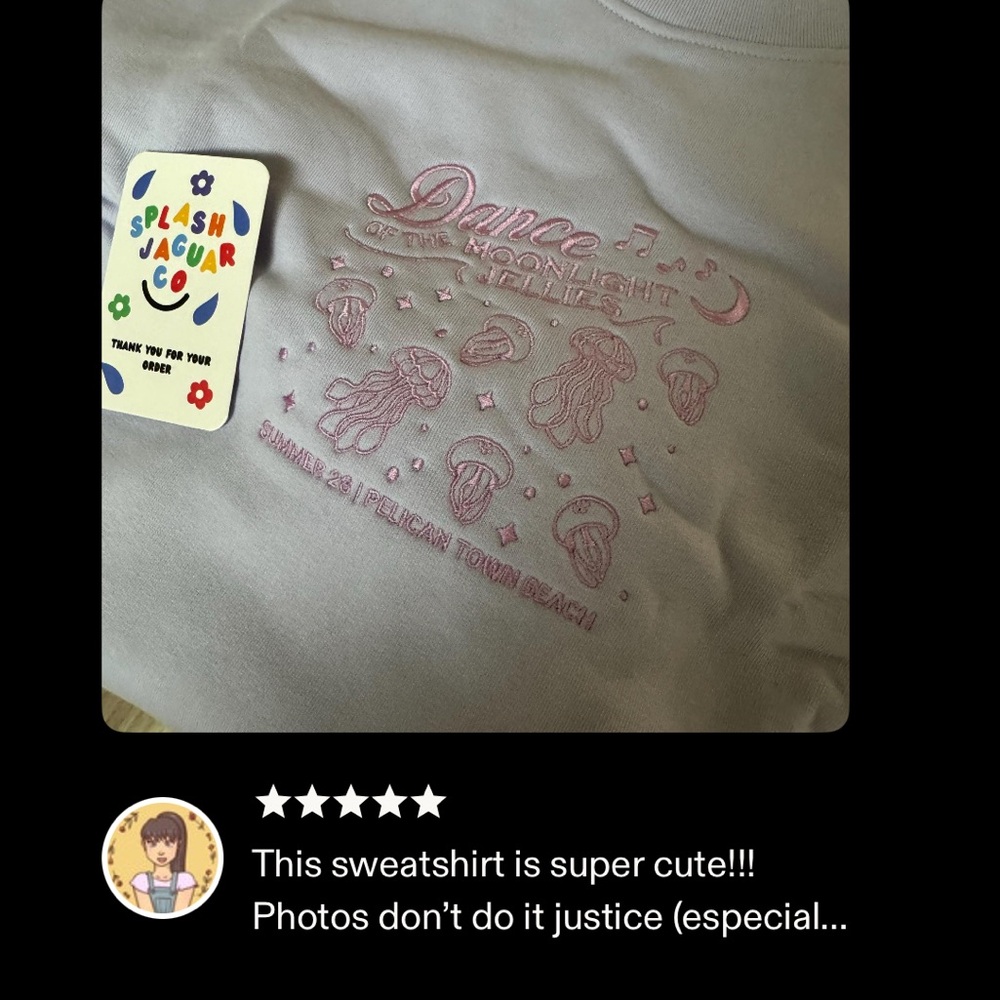 BNWOT Dance of the Moonlight Jelly’s-Stardew Valley Game Emboridered Sweatshirt - Picture 7 of 12